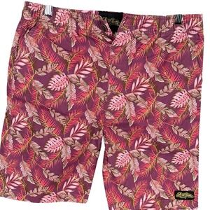 AussieBum Men Tropical Palm Leaf Shorts Purple Pink Floral Cotton Stretch Medium